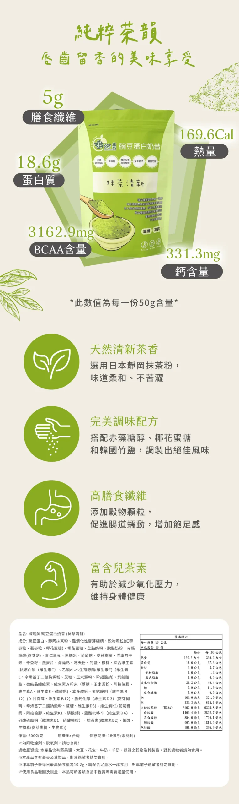 【孅豌美】豌豆蛋白奶昔-抹茶清新500g 2 slimbeauty Matcha Pea Protein Shake 500g C4 scaled